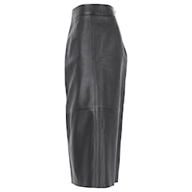 Autre Marque-The Frankie Shop Midi Skirt in Black Leather-Black