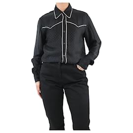 Dries Van Noten-Camisa textura botones negra - talla UK 20-Negro