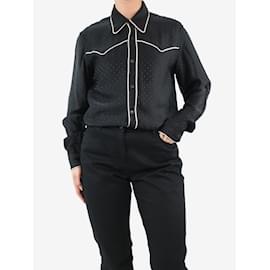 Dries Van Noten-Camisa textura botones negra - talla UK 20-Negro