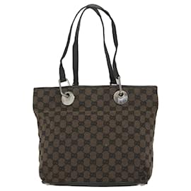 Gucci-GUCCI GG Canvas Tote Bag Brown 285585 Auth bs9255-Brown