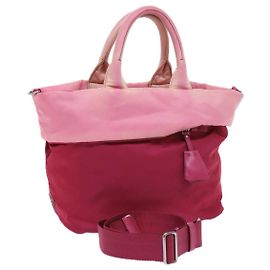 Prada Sac à main en nylon 2façon Rose Auth bs9228 Rose
