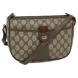 Gucci-GUCCI GG Supreme Web Sherry Line Shoulder Bag Beige Red 89 02 032 auth 56367-Red,Beige