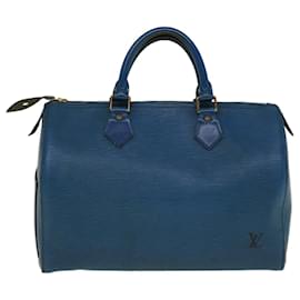 Louis Vuitton-Louis Vuitton Epi Speedy 30 Handtasche Toledo Blau M43005 LV Auth 56597-Andere