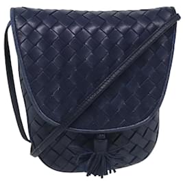 Autre Marque-BOTTEGAVENETA INTRECCIATO Shoulder Bag Leather Navy Auth 57827-Navy blue