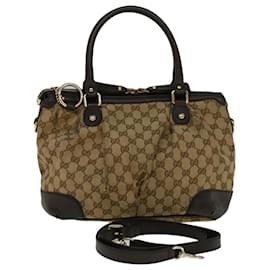 Gucci-Gucci GG Canvas Hand Bag 2maneira bege 247902 auth 57777-Bege