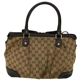Gucci-Gucci GG Canvas Hand Bag 2way Beige 247902 auth 57777-Beige
