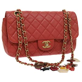 Chanel-CHANEL Matelasse Chain Shoulder Bag Lamb Skin Valentine Only Pink CC Auth 57072a-Pink