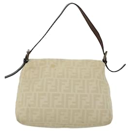 Fendi-Bolsa de Ombro FENDI Zucca Lona Mamma Baguette Bege Autêntico 57043-Bege