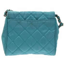 Prada-PRADA Chain Shoulder Bag Nylon Turquoise Blue Auth 56948-Other