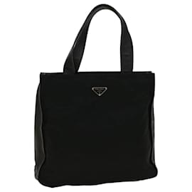 Prada-PRADA Hand Bag Nylon Leather Black Auth 57236-Black