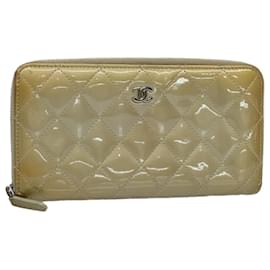 Chanel-CHANEL Matelasse Long Wallet Patent leather Gold Tone CC Auth 57357-Other
