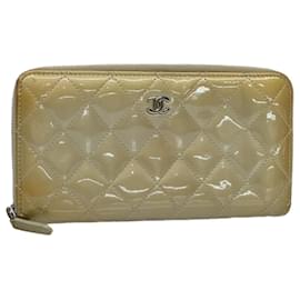 Chanel-CHANEL Portafoglio lungo Matelasse Pelle verniciata tono oro CC Auth 57357-Altro