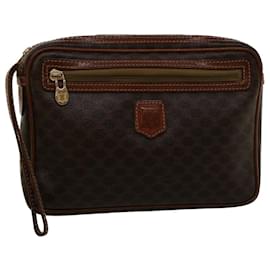 Céline-CELINE Macadam Canvas Clutch Bag PVC Leather Brown Auth 57637-Brown
