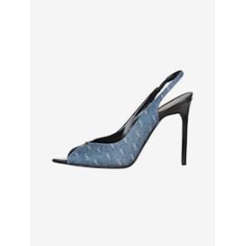 Saint Laurent-Blue denim open-toe slingback heels - size EU 38-Blue