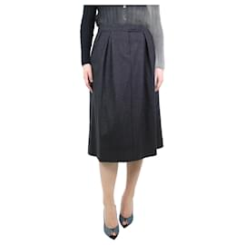 Autre Marque-Grey A-line wool midi skirt - size UK 8-Grey
