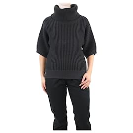 Fendi-Suéter marrom de lã canelada com gola enrolada - tamanho Reino Unido 10-Marrom