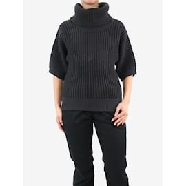 Fendi-Suéter marrom de lã canelada com gola enrolada - tamanho Reino Unido 10-Marrom