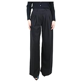 Etro-Pantalón sastre negro de lana con corte alto - talla UK 10-Negro