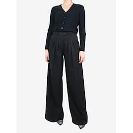Etro-Black high-rise cut wool tailored trousers - size UK 10-Black