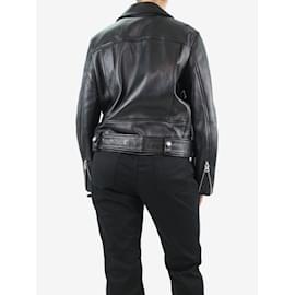 Acne-Cazadora biker de piel negra - talla UK 8-Negro