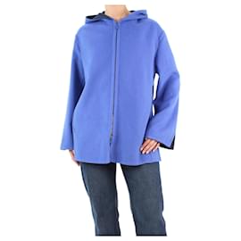 Autre Marque-Blaue Wolljacke mit Kapuze und Reißverschluss – Größe M-Blau