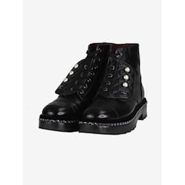 Chanel-Black leather ankle boots - size EU 37-Black