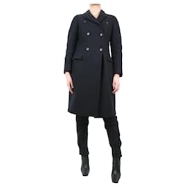 Prada-Manteau en laine noir à boutonnage doublé - taille UK 8-Noir