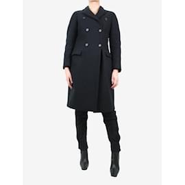 Prada-Black double-breasted wool coat - size UK 8-Black