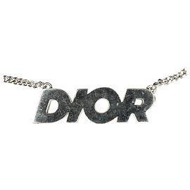 Colar com pingente de logotipo Dior Silver Homme Prata