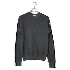 Moncler dreifarbiger Strickpullover aus Wolle grau Grau