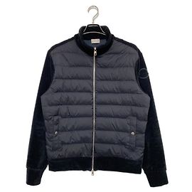Moncler Down Cardigan Navy Blue Nylon Navy blue