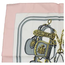 Hermès-HERMES Petit Carre BRIDES de GALA Scarf Silk Pink Auth 57824-Pink