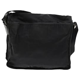 Prada-PRADA Shoulder Bag Nylon Leather Black Auth 57250-Black