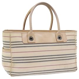Burberry-BURBERRY Hand Bag Canvas Beige Auth 56627-Beige