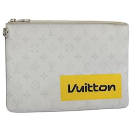 Louis Vuitton-LOUIS VUITTON Monogramm weiße Reißverschlusstasche GM Clutch Bag M68310 LV Auth 56943-Monogramm