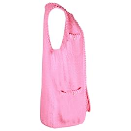 Chanel-Chanel Open-Front Sleeveless Vest in Pink Cotton-Pink