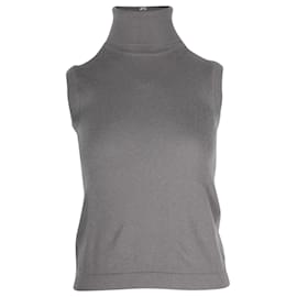Hermès-Hermes Sleeveless Turtleneck Top in Grey Cashmere (top only)-Grey