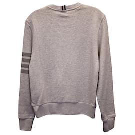 Thom Browne-Thom Browne 4-Bar-Sweatshirt mit Rundhalsausschnitt aus hellgrauer Baumwolle-Grau