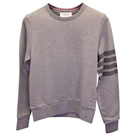 Thom Browne-Thom Browne 4Sweat-shirt à col rond -Bar en coton gris-Gris