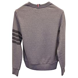 Thom Browne-Thom Browne 4-Bar Crewneck Sweatshirt in Grey Cotton-Grey