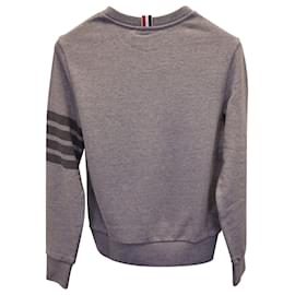 Thom Browne-Thom Browne 4Sweat-shirt à col rond -Bar en coton gris-Gris