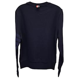 Thom Browne-Thom Browne 4-Bar-Sweatshirt mit Rundhalsausschnitt aus marineblauer Baumwolle-Marineblau