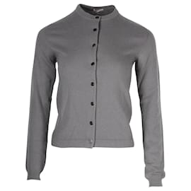 Hermès-Cardigan Hermes com botão frontal em caxemira cinza (Apenas cardigã)-Cinza