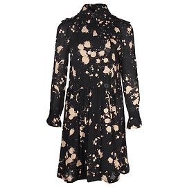Burberry bedrucktes Langarmkleid aus schwarzem Polyester Schwarz
