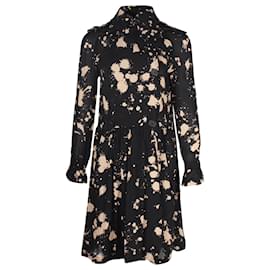 Burberry-Burberry Printed Long Sleeve Dress in Black Polyester-Other
