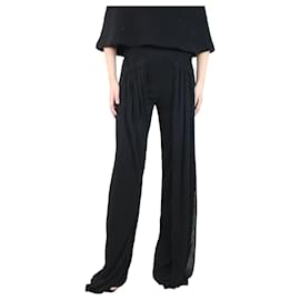 Ralph Lauren-Black pleated wide-leg trousers - size UK 12-Black