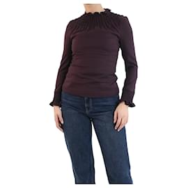 Autre Marque-Burgundy shirred blouse - size UK 8-Dark red