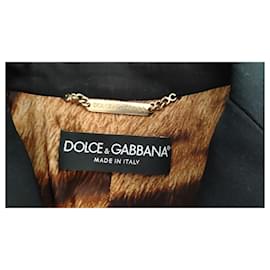 Dolce & Gabbana-DOLCE&GABBANA CHAQUETA CORTA DE ABOTONADO SIMPLE DE LONA DE LANA .-Negro