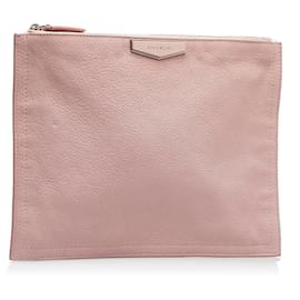 Givenchy-Givenchy Pink Antigona Leather Clutch Bag-Pink