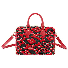 Louis Vuitton-Louis Vuitton Red x Urs Fischer Tufted Monogram Speedy Bandouliere 25-Red